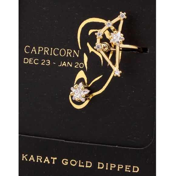 CAPRICORN 14k Gold Dipped Cuff + Stud Earring Set - Picture 5 of 7